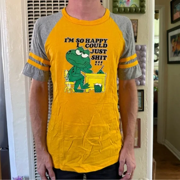 Vintage 1980s screen print ringer tee - Picture 1 of 4